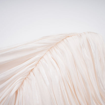 Hege Cream Glossy Ruched Cape Maxi Dress
