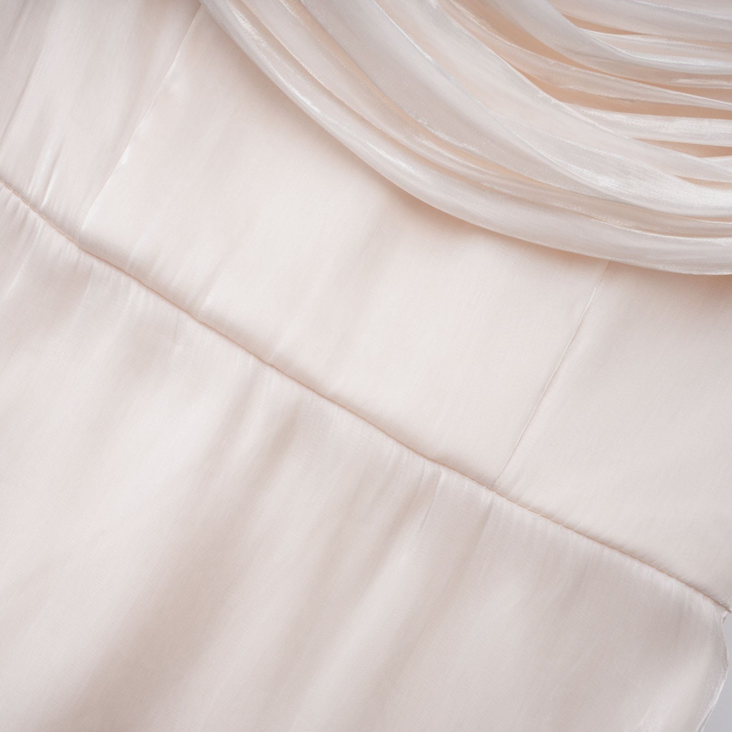 Hege Cream Glossy Ruched Cape Maxi Dress