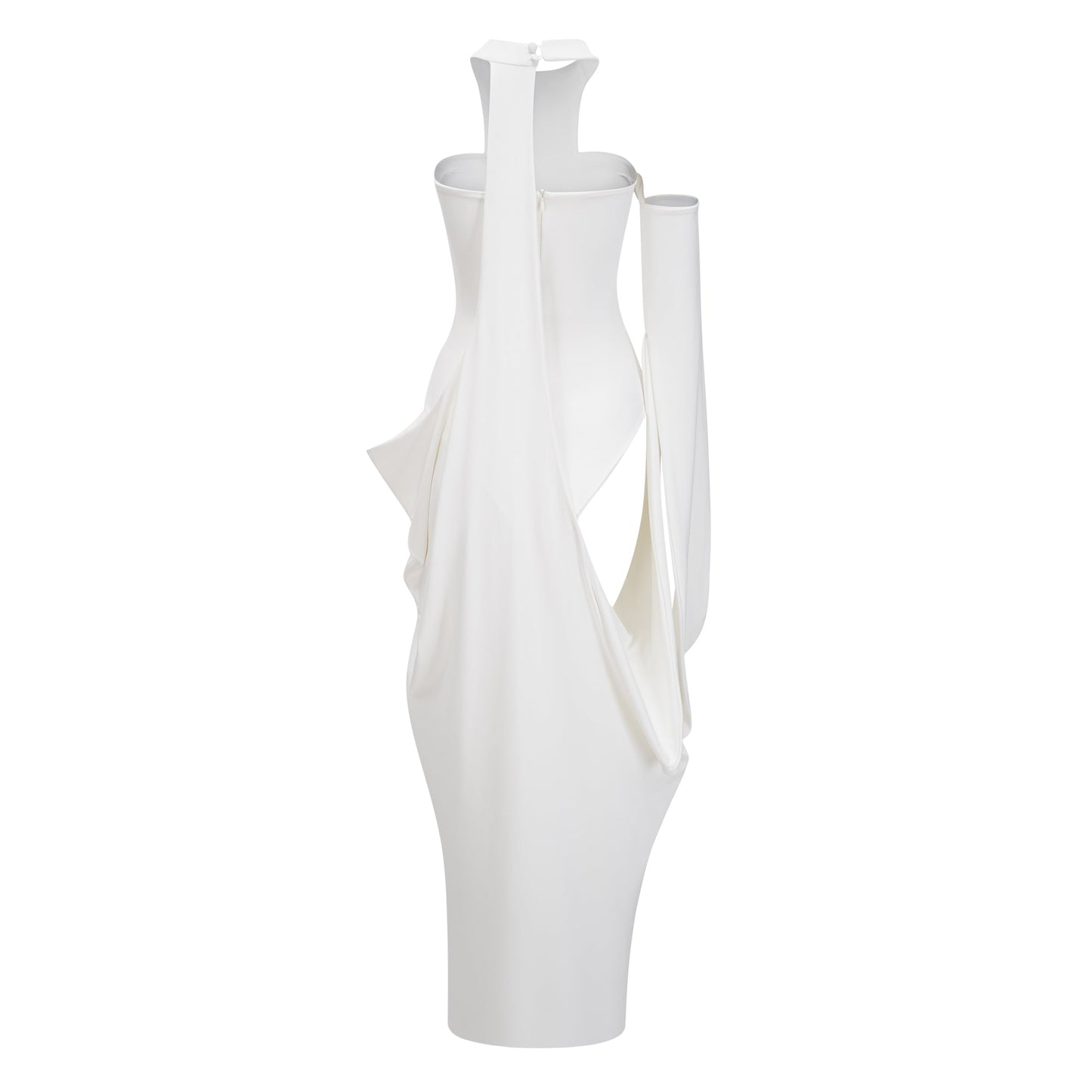 Elowen White Halter Neck Draped Maxi Dress