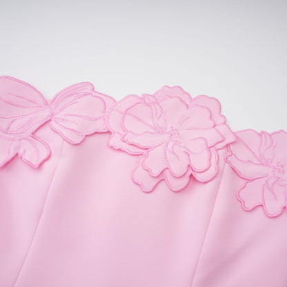 Inga Pink Strapless Floral Embroidered Maxi Dress