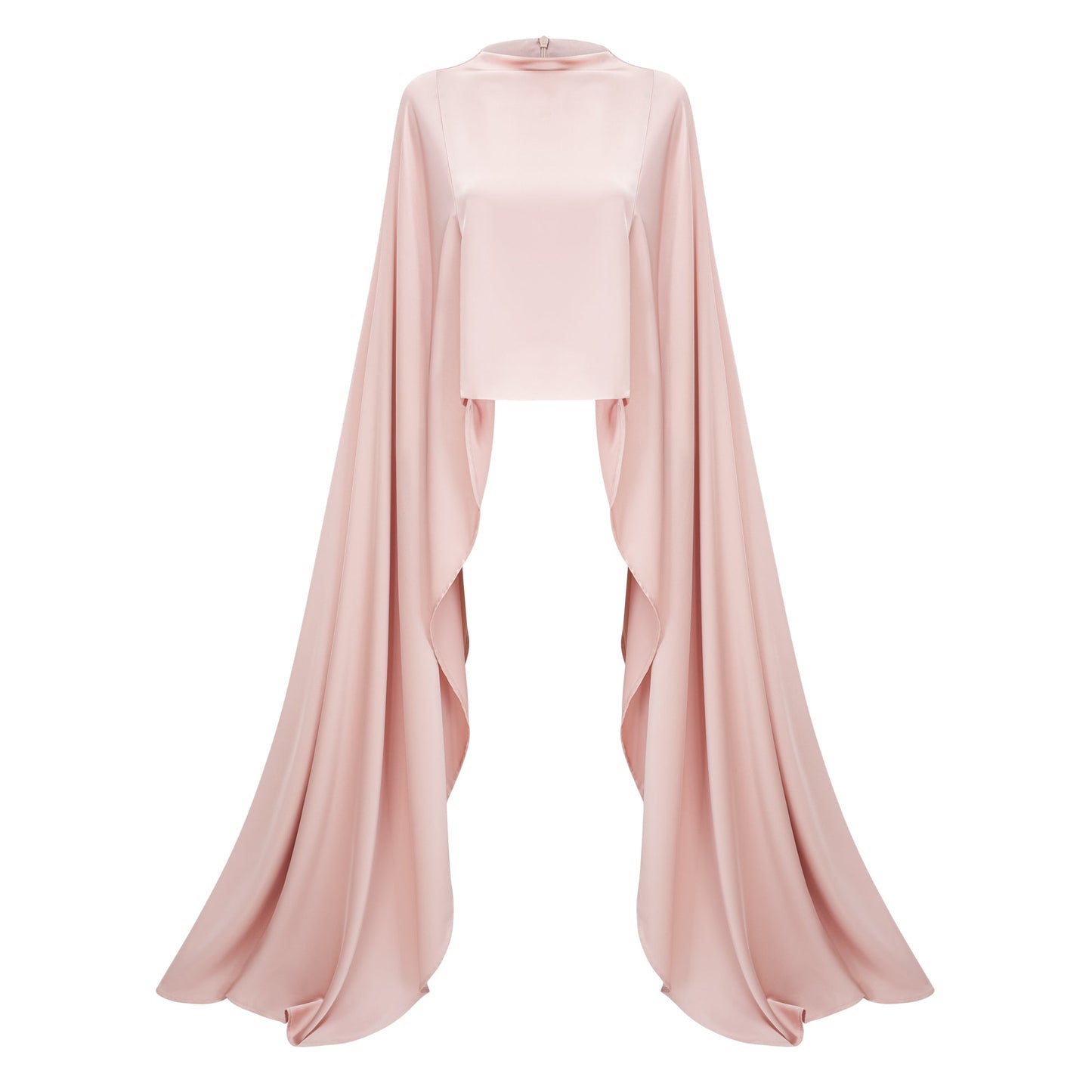 Everleigh Champagne Satin Top & Skirt Set With Cape Detail