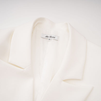 Adélise White Blazer & Lace Skirt Set