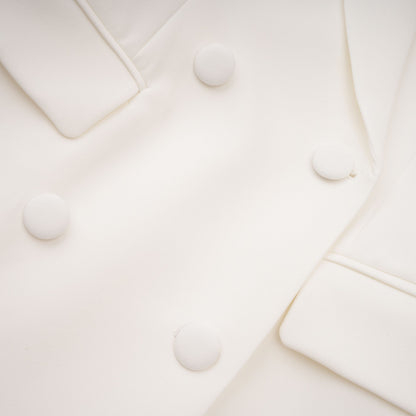 Adélise White Blazer & Lace Skirt Set