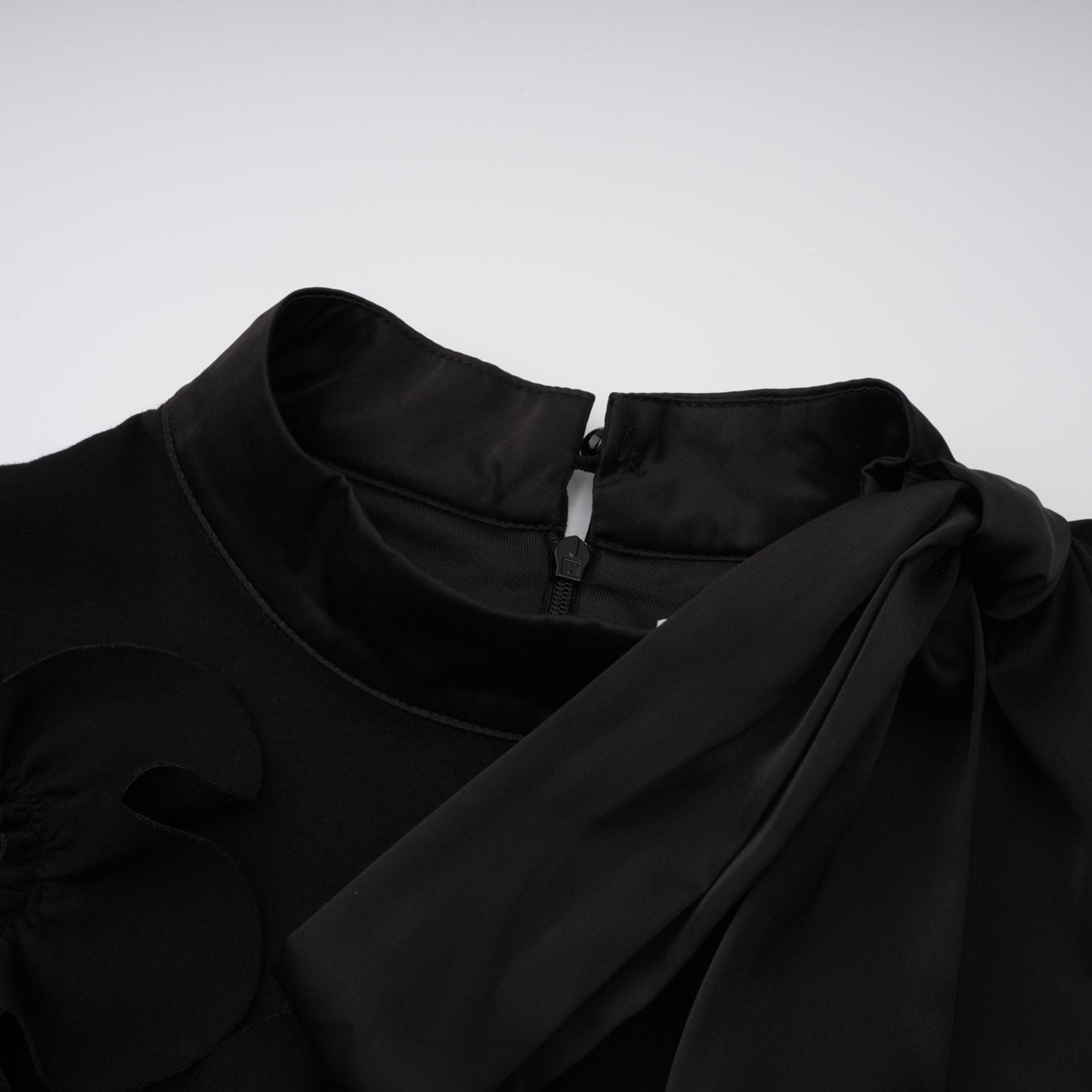Isidora Black Bowknot Floral Appliqué Maxi Dress
