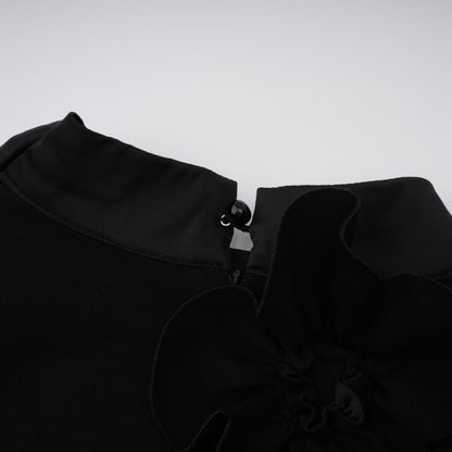 Isidora Black Bowknot Floral Appliqué Maxi Dress