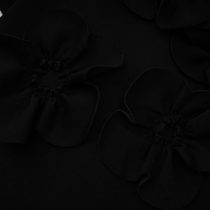 Isidora Black Bowknot Floral Appliqué Maxi Dress