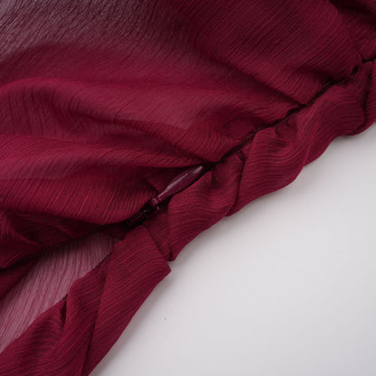 Théa Bordo Asimetrik Dantelli Mini Elbise