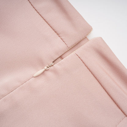 Everleigh Champagne Satin Top & Skirt Set With Cape Detail