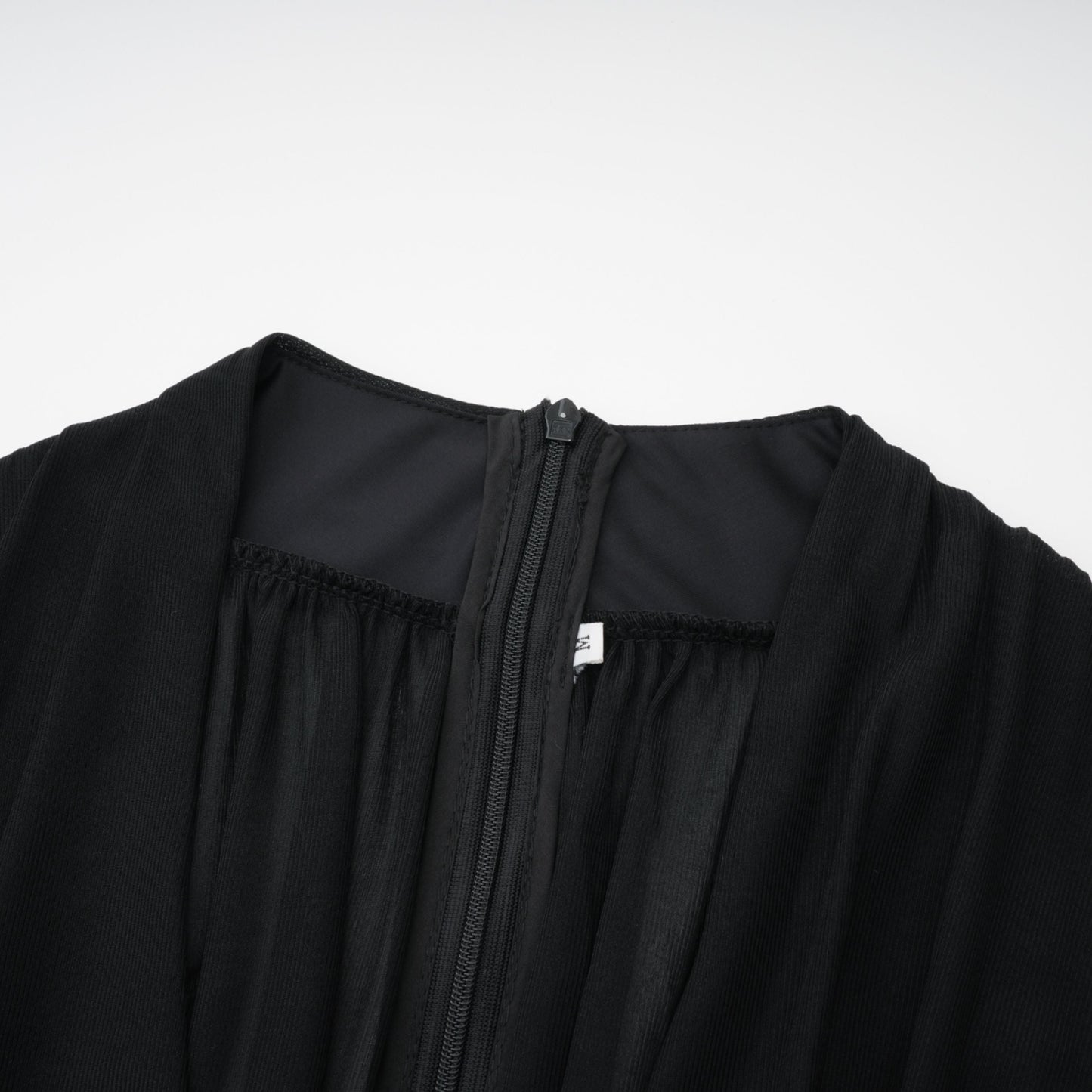 Greta Black Ruched Sheer Mesh Maxi Dress