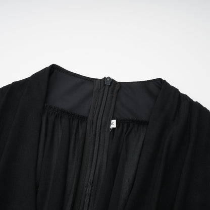 Greta Black Ruched Sheer Mesh Maxi Dress