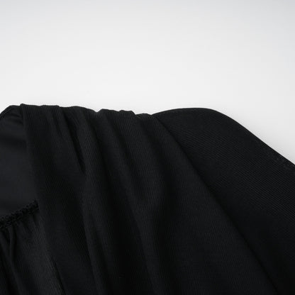Greta Black Ruched Sheer Mesh Maxi Dress