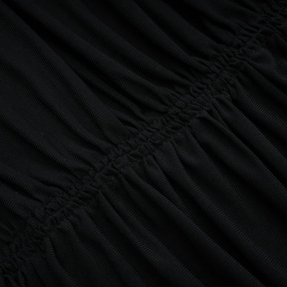 Greta Black Ruched Sheer Mesh Maxi Dress