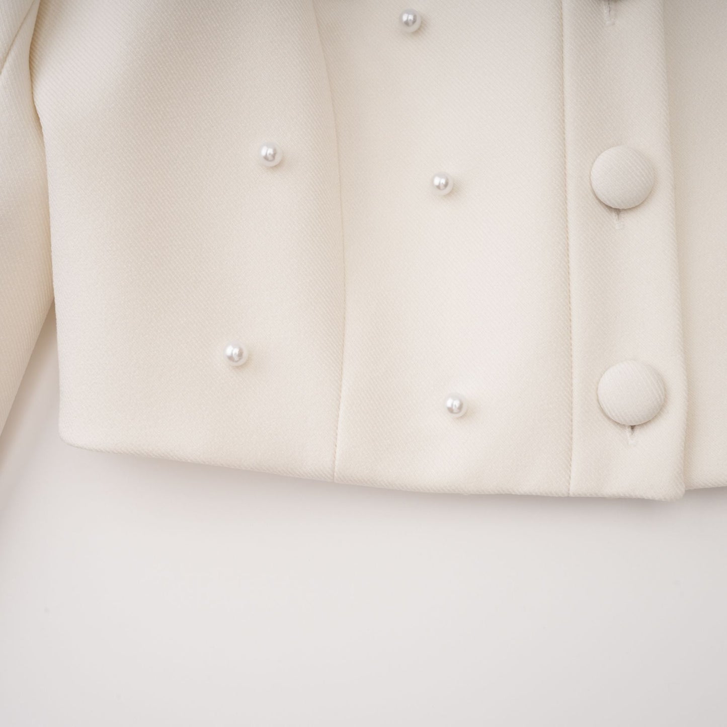 Maja White Faux Pearl Jacket & Pleated Skirt Set
