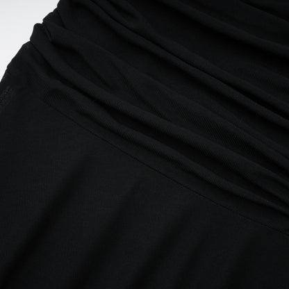 Greta Black Ruched Sheer Mesh Maxi Dress