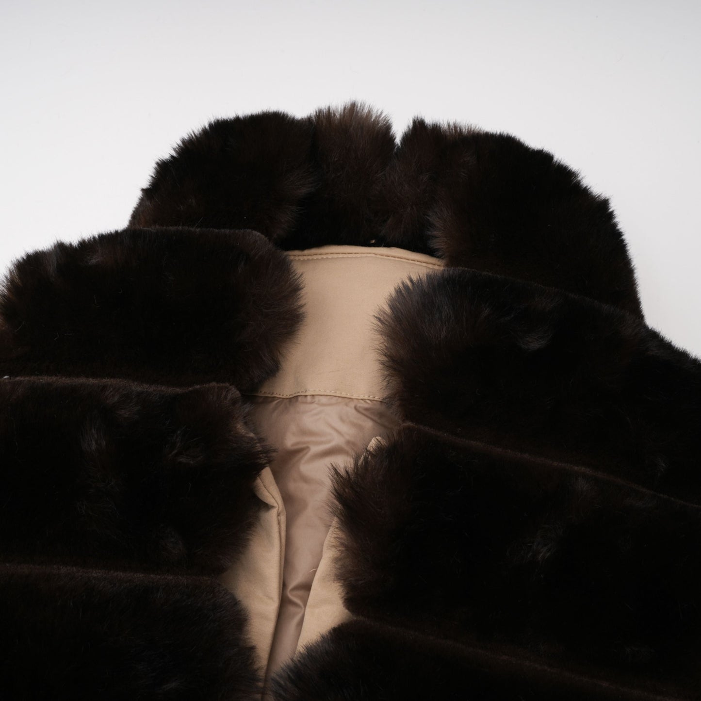 Ileana Khaki Fur Trim Bubble Down Jacket
