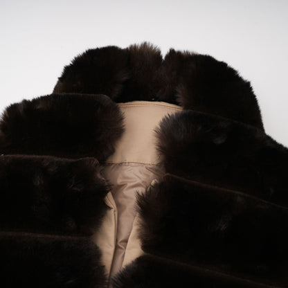 Ileana Khaki Fur Trim Bubble Down Jacket