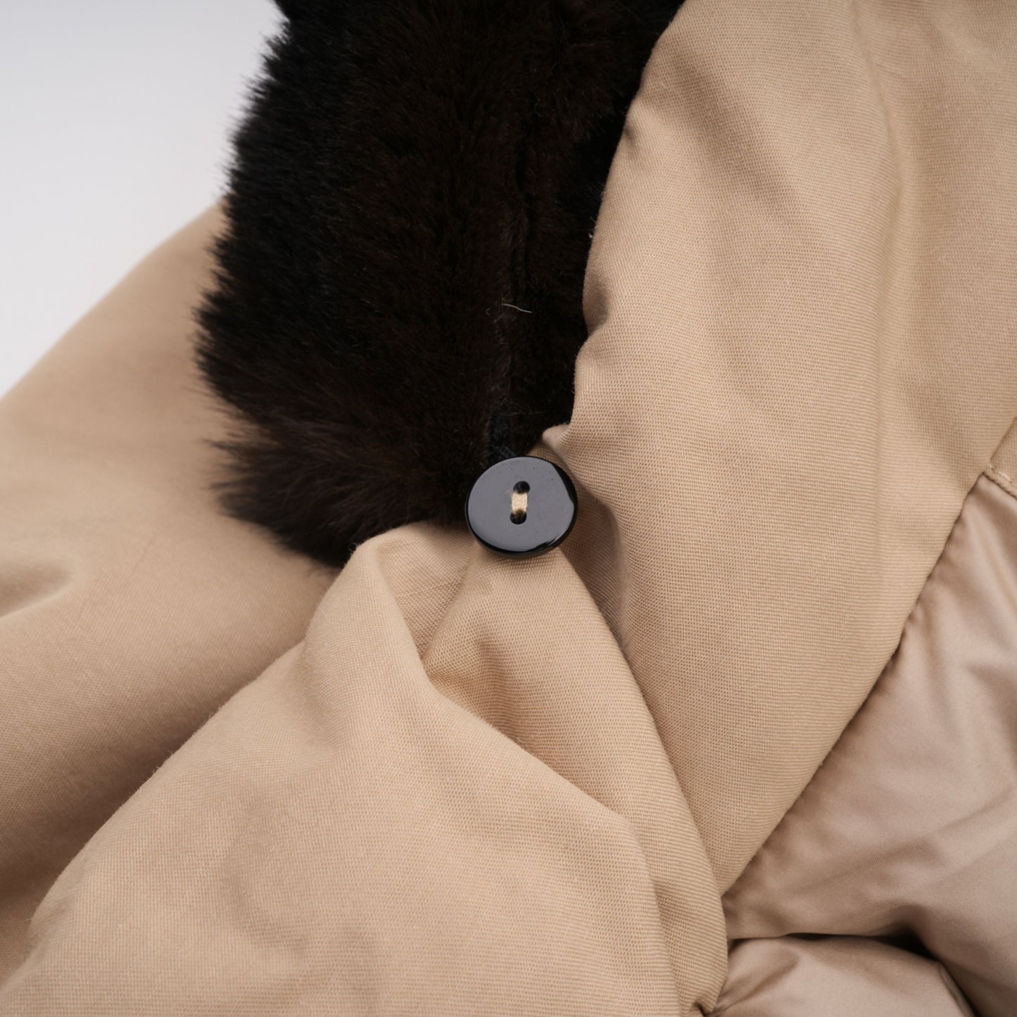 Ileana Khaki Fur Trim Bubble Down Jacket