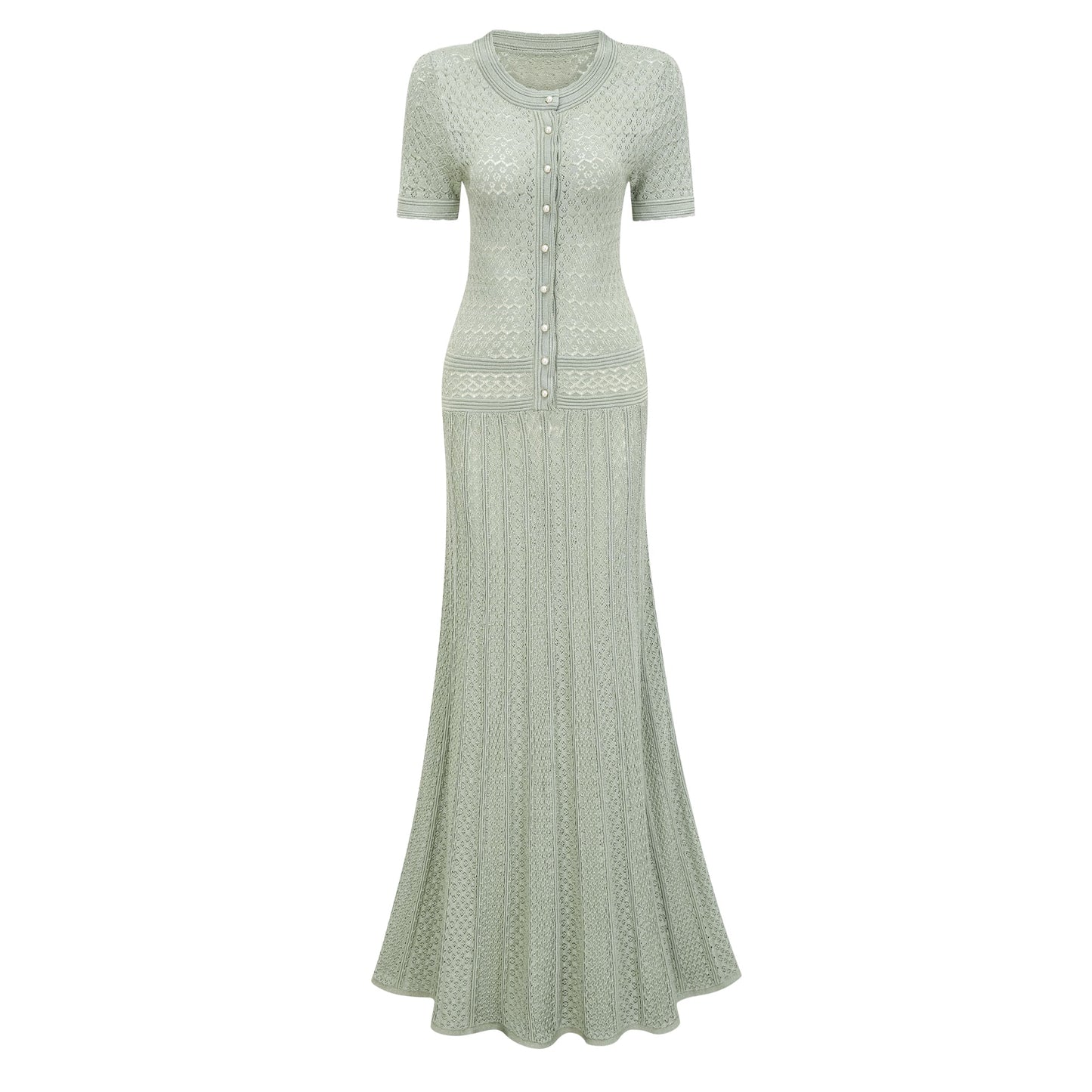 Siena Shirred Crochet-Knit Maxi Dress