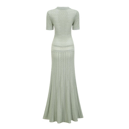 Siena Shirred Crochet-Knit Maxi Dress