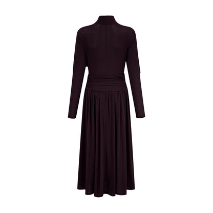 Camille Red Ruched Midi Dress with Flap Design Detail