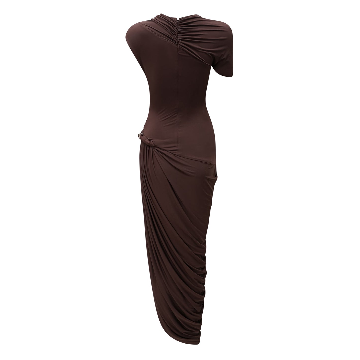 Prune Brown Night Out Asimetrik Dantelli Midi Elbise
