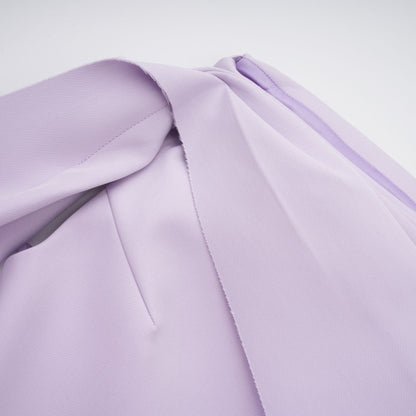 Annabelle Purple Cape-Design Ribbon Maxi Dress