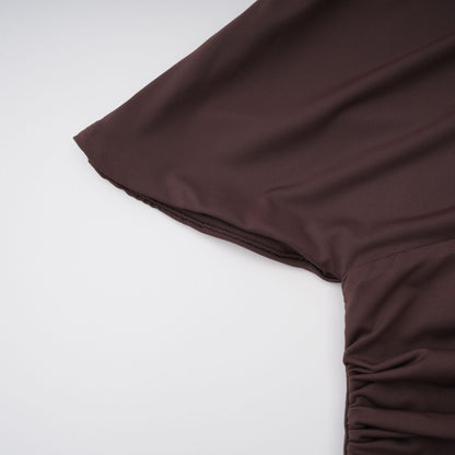 Prune Brown Night Out Asimetrik Dantelli Midi Elbise