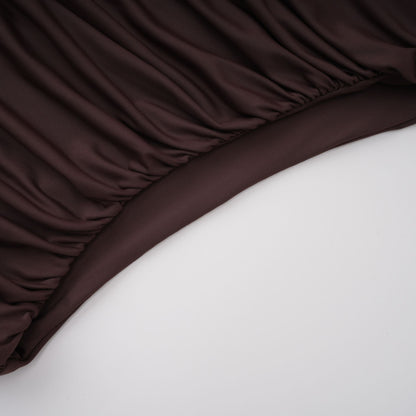 Prune Brown Night Out Asimetrik Dantelli Midi Elbise