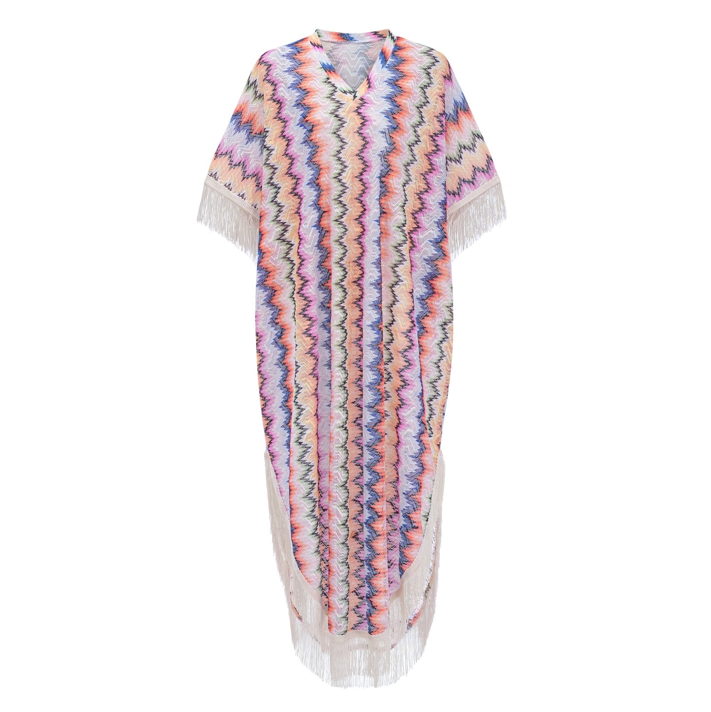 Milena Multicolor Wave Pattern Maxi Dress