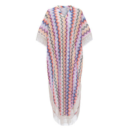 Milena Multicolor Wave Pattern Maxi Dress