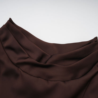 Marilou Brown Ruched Satin Maxi Dress