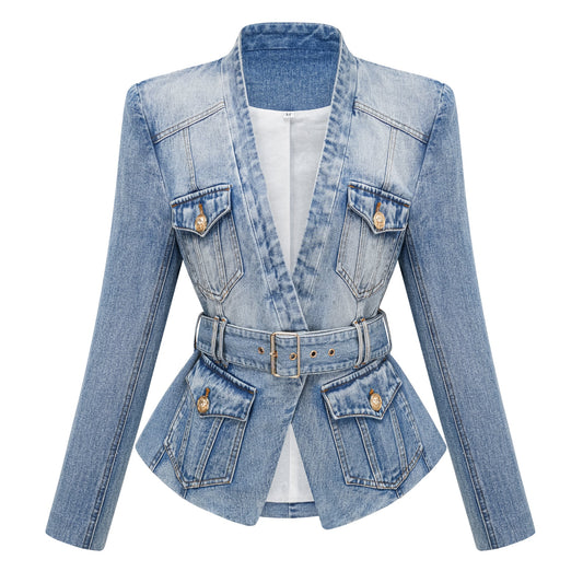 Edda Light Blue Belted Denim Jacket