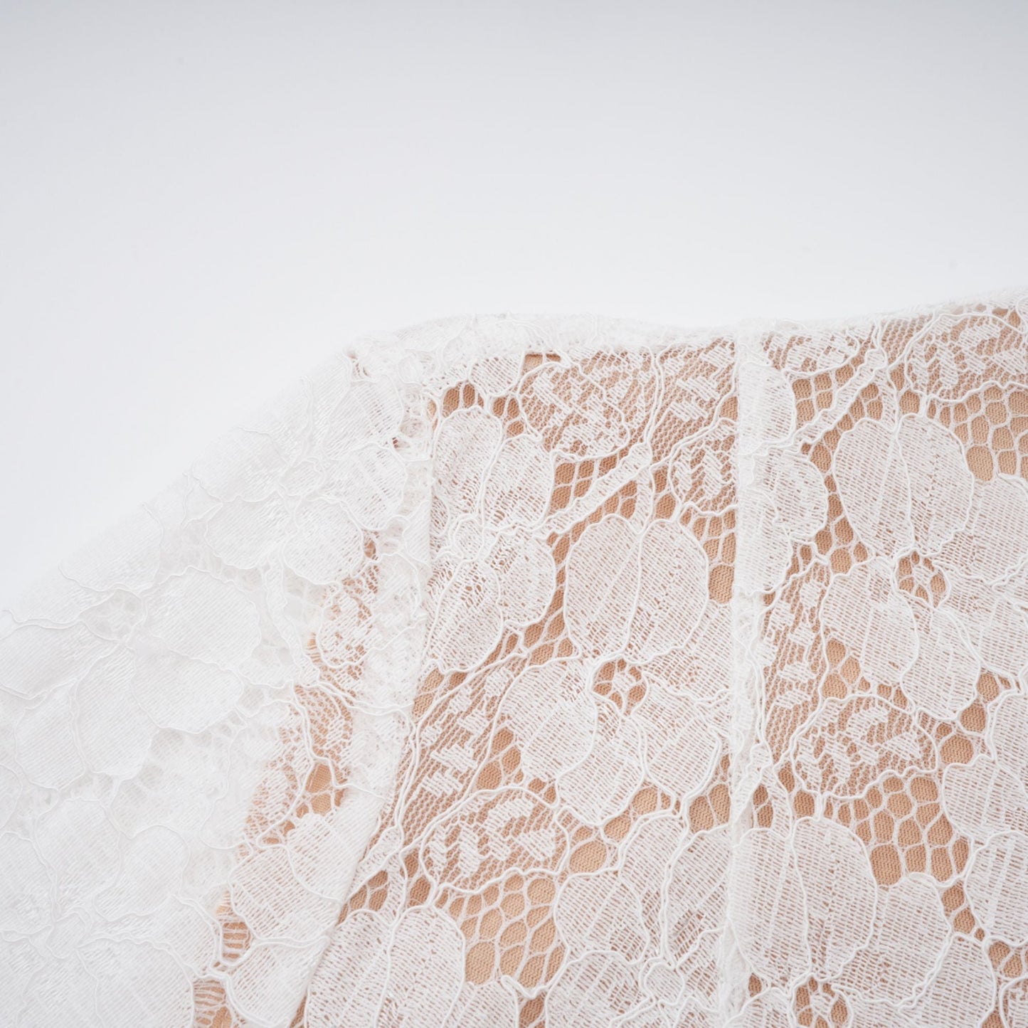 Bronte White Pleated Floral Lace Midi Dress
