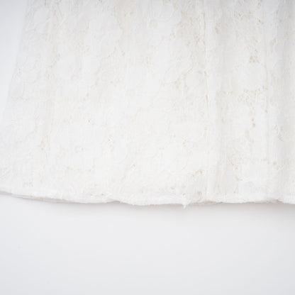 Bronte White Pleated Floral Lace Midi Dress