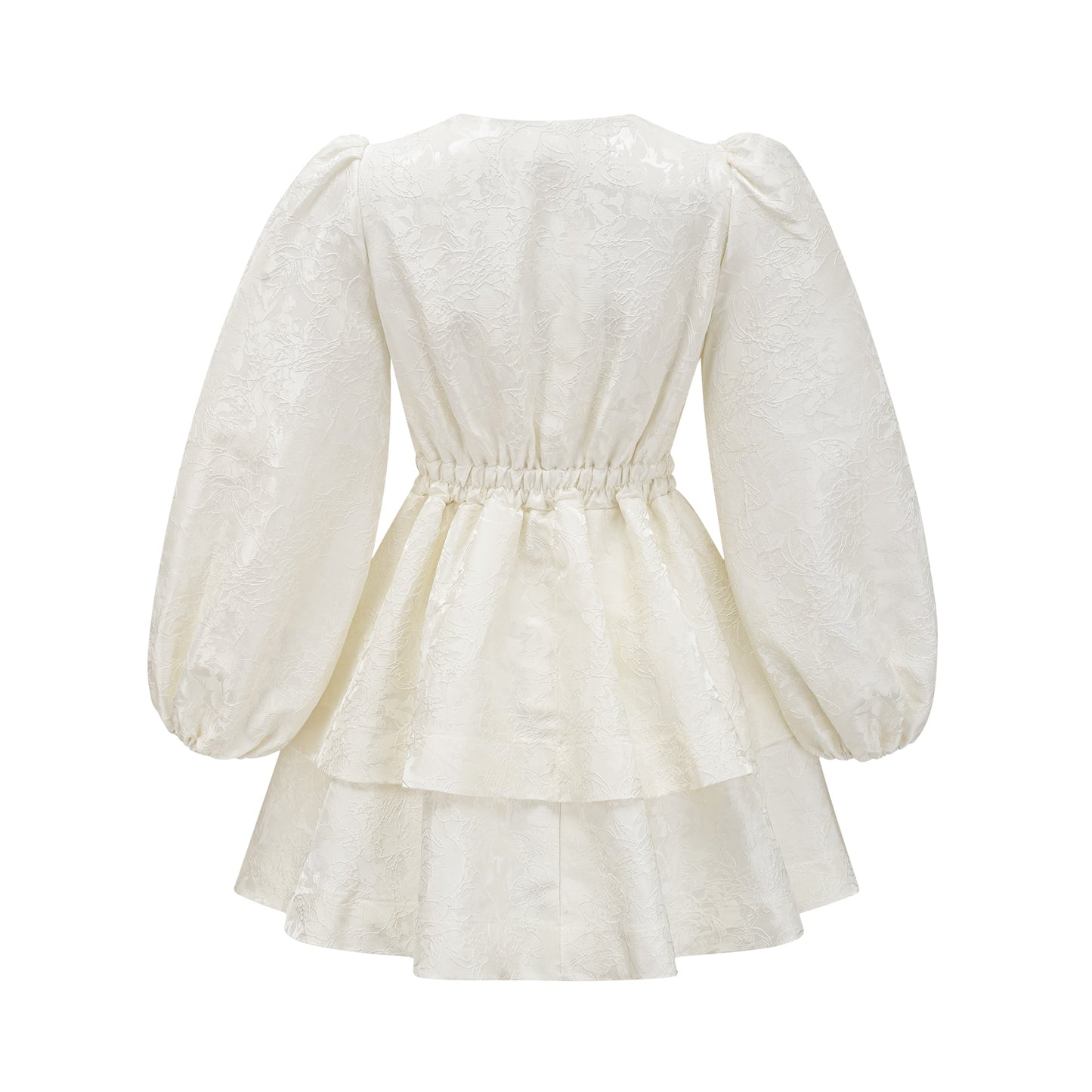 Colette beyaz jakarlı katlı mini elbise