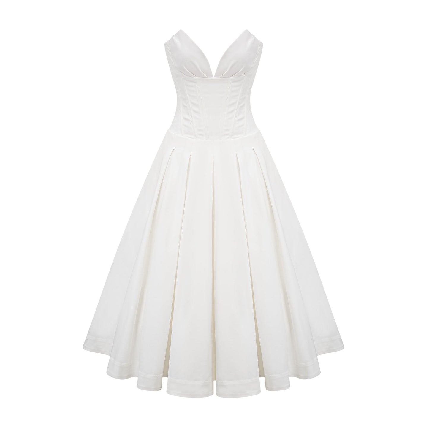 Katherine Off-Shoulder Corset Midi Dress in White