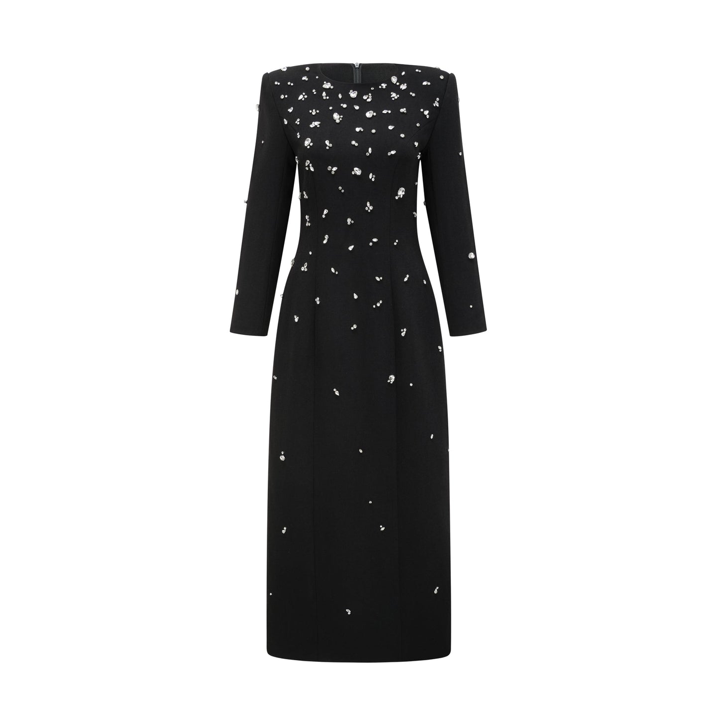 Imelda Black Crystal-Embellished Maxi Dress