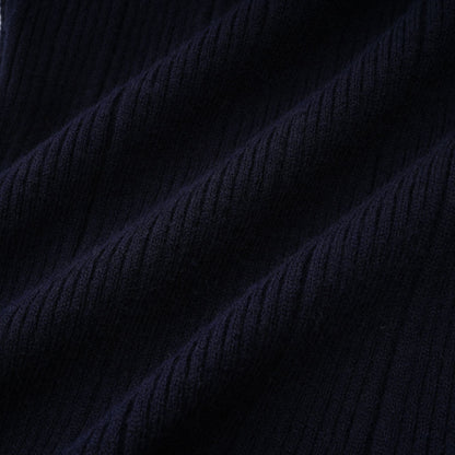 Fern Navy Blue Satin Panel Knit Midi Dress