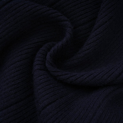Fern Navy Blue Satin Panel Knit Midi Dress