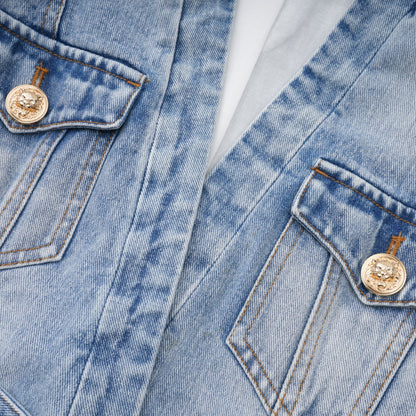 Edda Light Blue Belted Denim Jacket