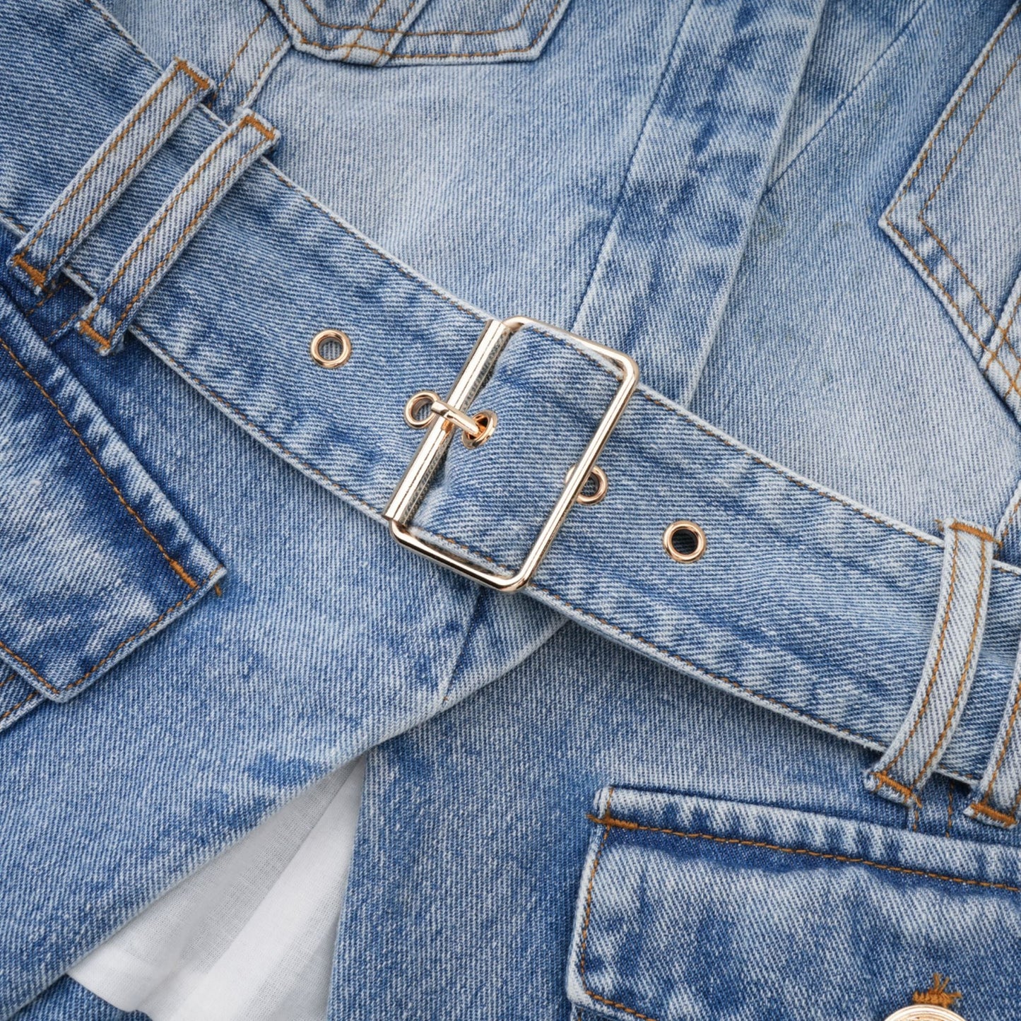 Edda Light Blue Belted Denim Jacket