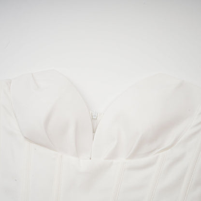 Katherine Off-Shoulder Corset Midi Dress in White