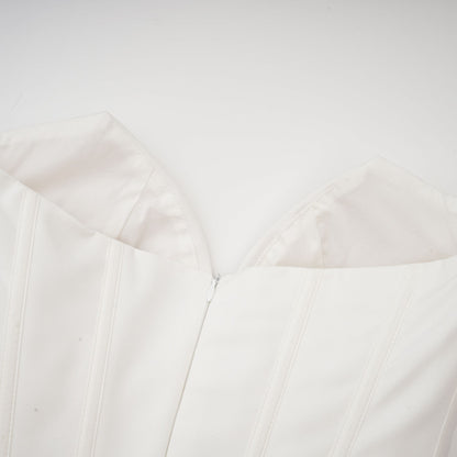 Katherine Off-Shoulder Corset Midi Dress in White