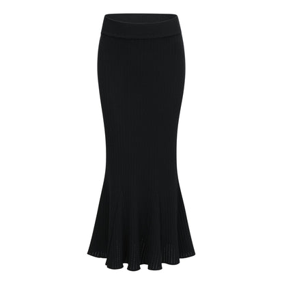 Ellinor Black Embellished Knit Top & Skirt Set