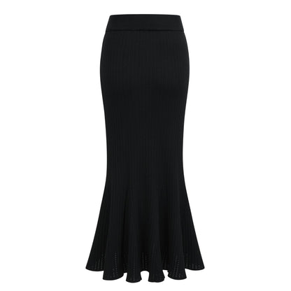 Ellinor Black Embellished Knit Top & Skirt Set