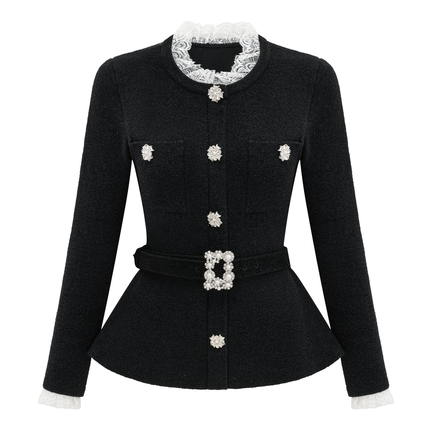 Ellinor Black Embellished Knit Top & Skirt Set