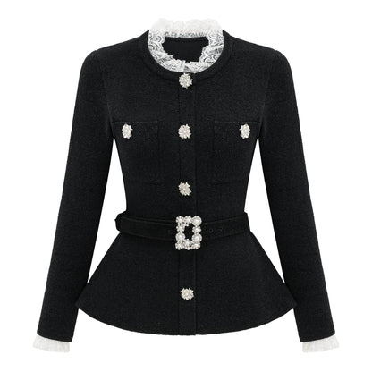 Ellinor Black Embellished Knit Top & Skirt Set
