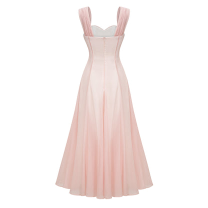 Érasme Pink Flounced Midi Dress