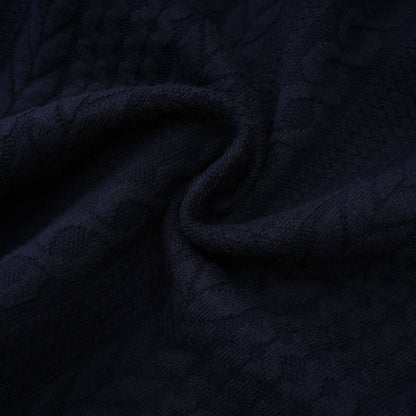 Elvira Navy Blue Crochet-Knit Cardigan & Trousers Matching Set