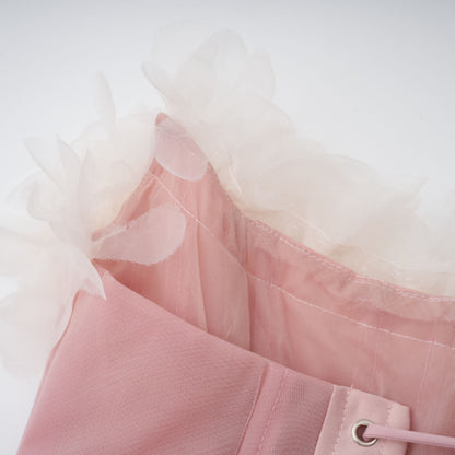 Rachel Pembe 3D Petal Tül Mini Elbise